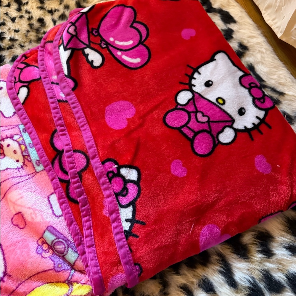 Hello Kitty Red and Pink Plush blankets